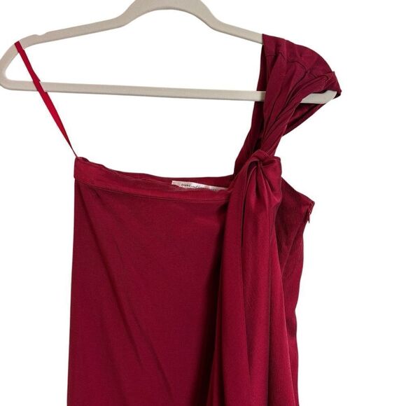 Diane Von Furstenberg Valetta Red Silk Blend Mini Dress One Shoulder Size 2 - Picture 3 of 16